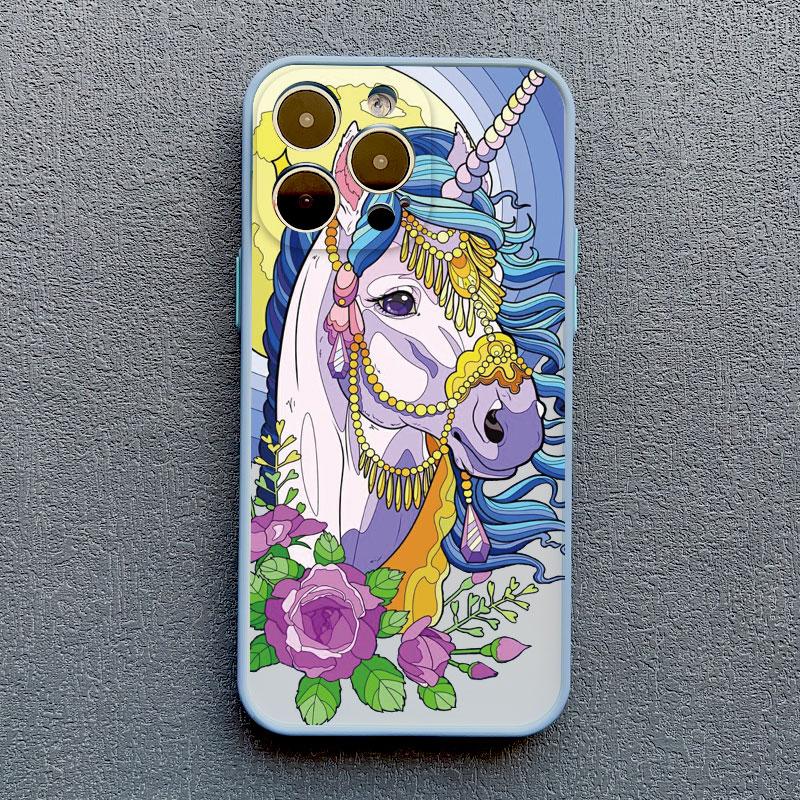 Cartoon Unicorn Phone Case For iPhone 12 13 Pro Max Mini XR XS X 8 7 Plus Back Cover For iPhone 11 14 Pro Max Shockproof Shells