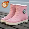 Fashion short tube women's waterproof shoes rain shoes student trend rubber shoes velvet warm non-slip rain boots women
