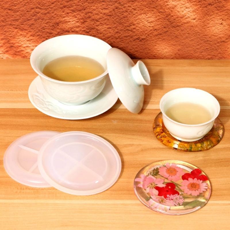 Thick Resin Coaster Molds  Art Crafts Cup Mat Mold Round Silicone Molds for  Resin Art Gifts Home Decoration