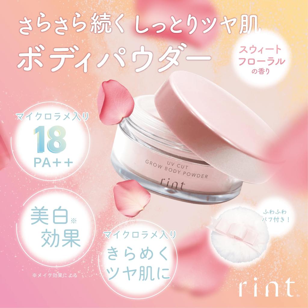 Rint UV Cut Glow Body Powder, Sonnenschutz, Glanz, SPF18 PA++, UV-Schutz, Geschmeidiges Körperpuder