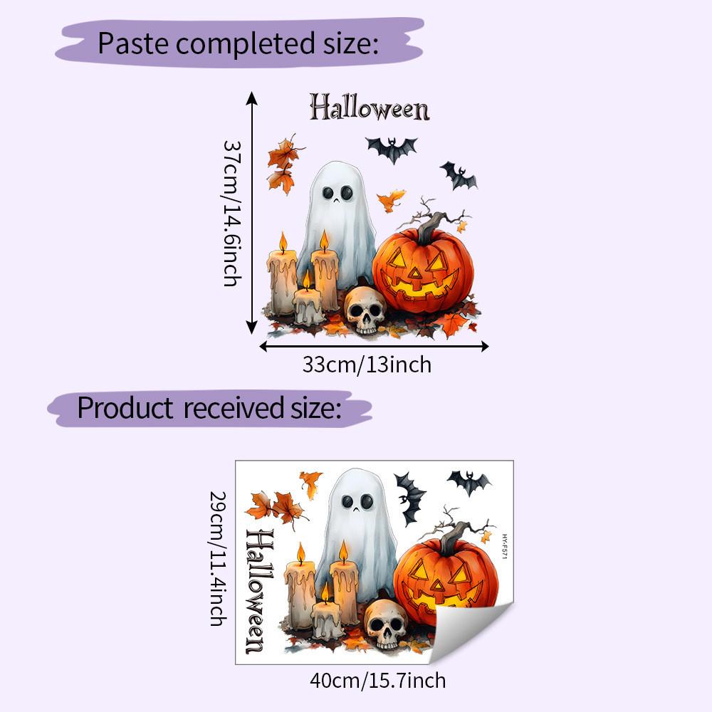 Ghost Pumpkin Halloween Candle Living Room Entrance Home Decor Wall Stickers