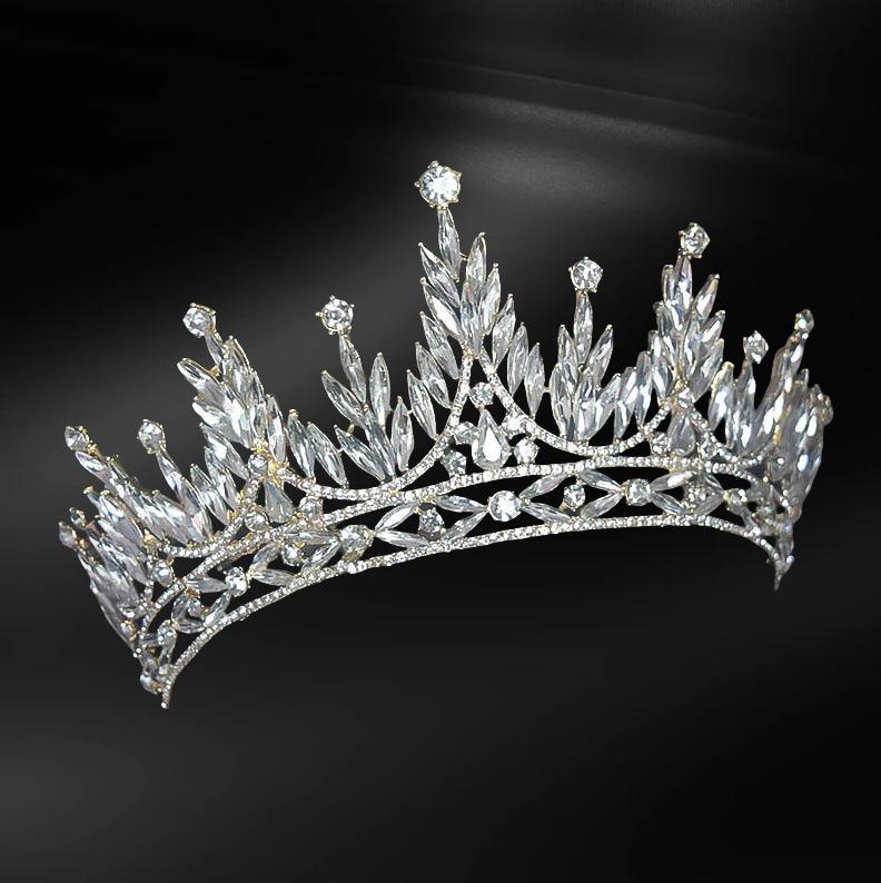 2026 Bridal Crown Hair Accessories Cross-border Full Diamond Horse Eyes  Princess Crown Headgear Queen Catwalk Headband Accessories 16*8CM золотой