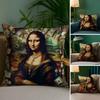 Modern Art Funny Mona Lisa Pillow Case Plush Fabric Soft Double Sided Print Sofa Cushion Cover Throw Pillow Covers