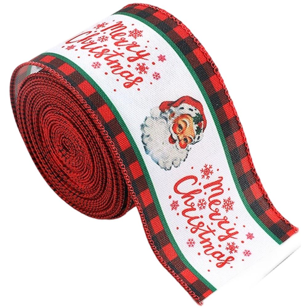 

Christmas Ribbon 6 3cm 2m with Santa Claus Motif Linen Material Suitable for Box Wrapping and Seasonal Decorations