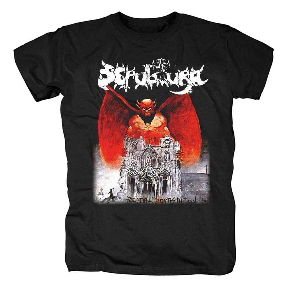 Sepultura  Bestial Devastation Tour Хлопок Черный Мужская S-234XL Футболка Унисекс Футболка XXL