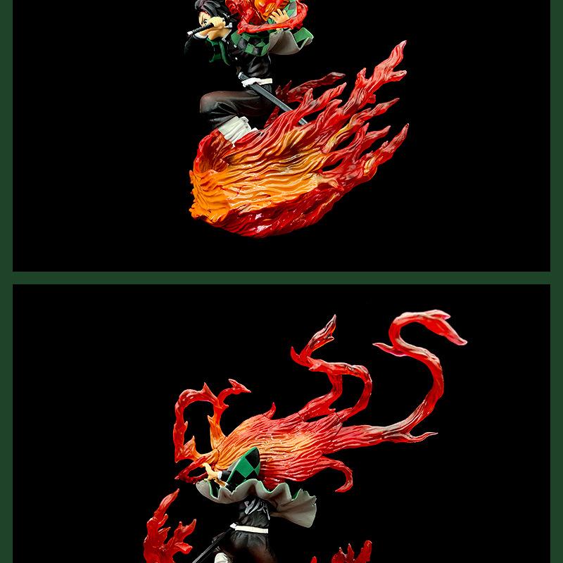 Demon Slayer's Blade Flame Tanjirou's Breath of Fire Anime Figure Cartoon Desk Decor Ornament Gifts Model