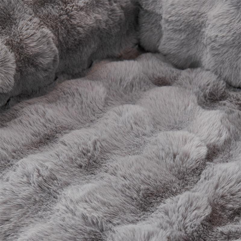 1 Seater Soft Warm Recliner Sofa Cover Non-Slip Rabbit Plush Armchair Cover Solid Color Single Sofa Slipcover for Living Room