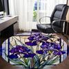 1pc Iris StainedGlass Office Round Area Rug, Under Office Chairs Bedroom Living Room Home Decor, Room Deco