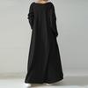 Autumn Winter Women Long Dress Solid Color V Neck Long Sleeves Streetwear