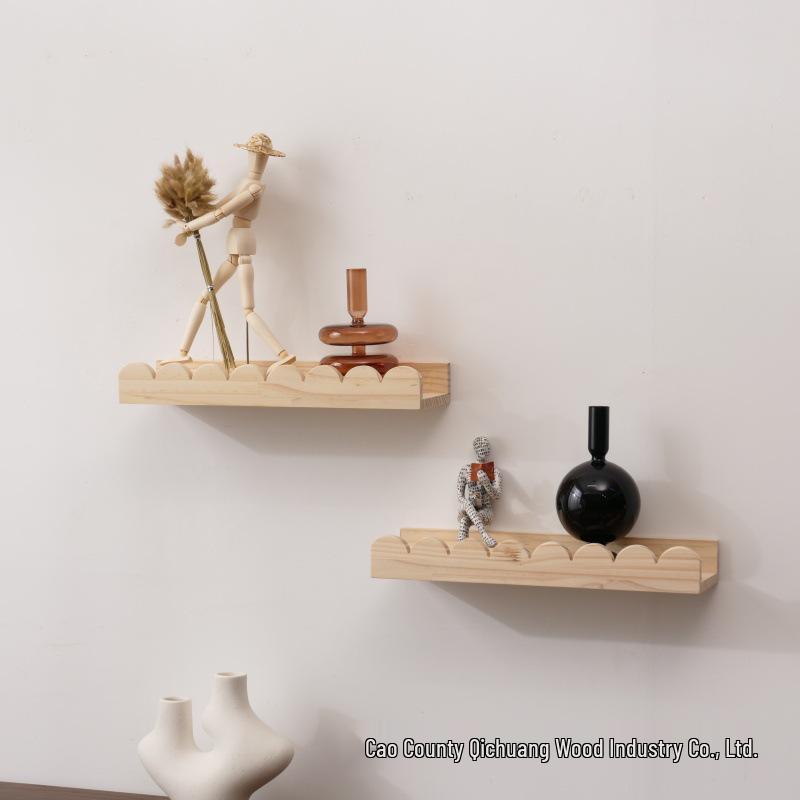 Solid Wood Lace Wall-Mounted Decorative Shelf for Home Living Room