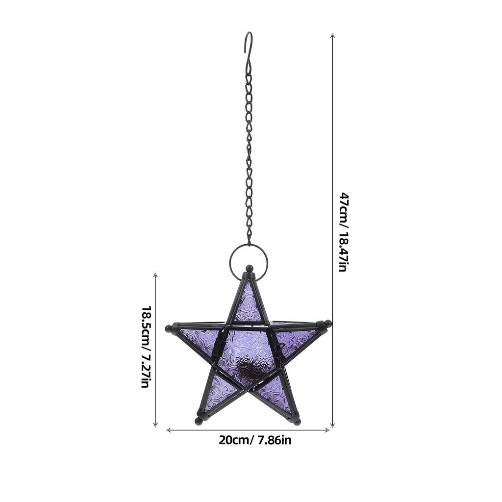 Glass Star Lantern Hanging Decorative Holder for Patio Garden Living Room Wall Art Soft Warm Light Aromatherapy Scented
