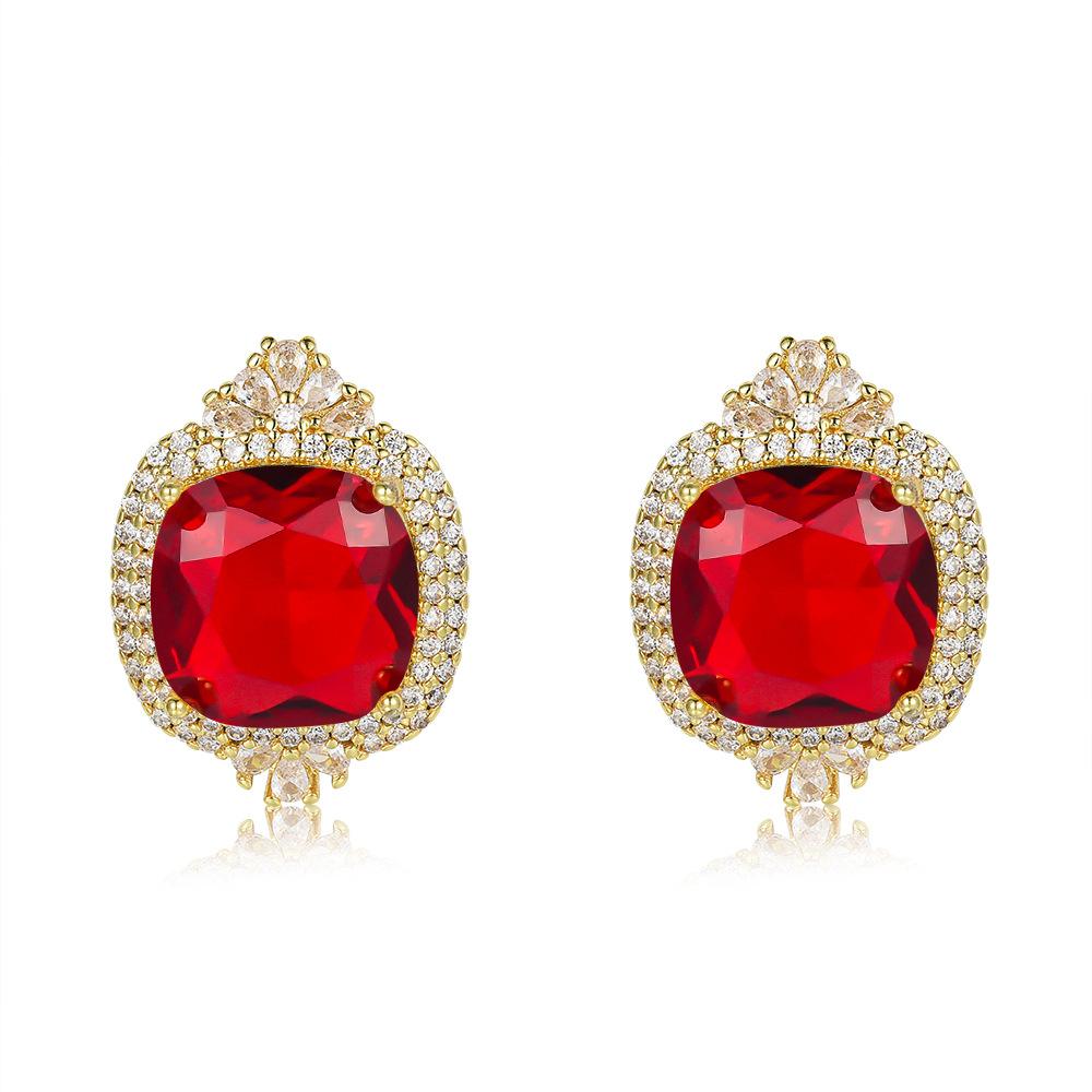 New high-carbon diamond colored treasure earrings, European and American luxury micro-inlaid with diamond yellow diamond ear jewelry