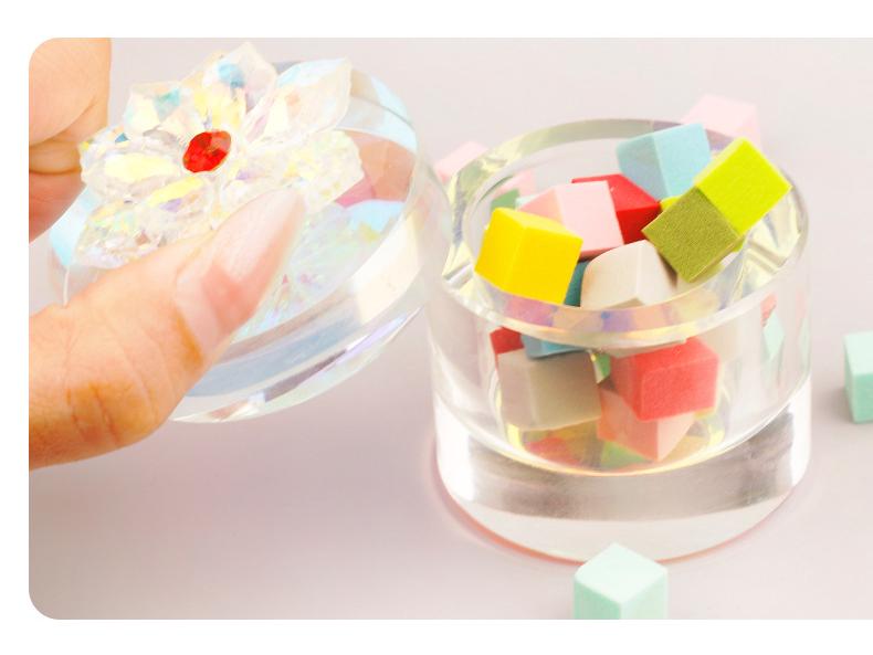 Sunflower Square Iridescent Glass Nail Art Brush Cleaning Cup with Lid