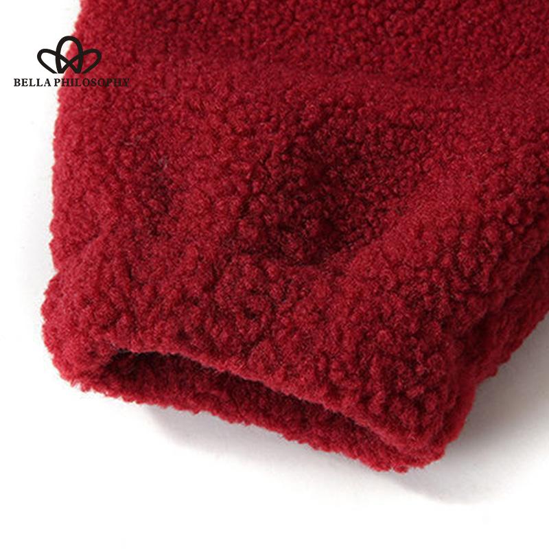 Women Jacket Cotton Coat Tops Lamb Fleece Polyester Thick Quilted Coat Colored Warm