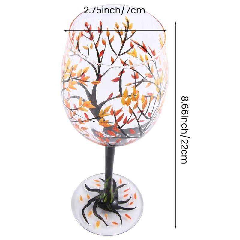 Good-1Pcs HOT-Autumn Tree Wine Glass - Fall Colors - Leaves Of Red, Yellow, Orange - Hand Painted - Fall Leaf Reusable