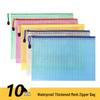 Set of 10 A4 Grid Zipper Bags: Transparent, Waterproof, Thickened for Document and Test Paper Storage