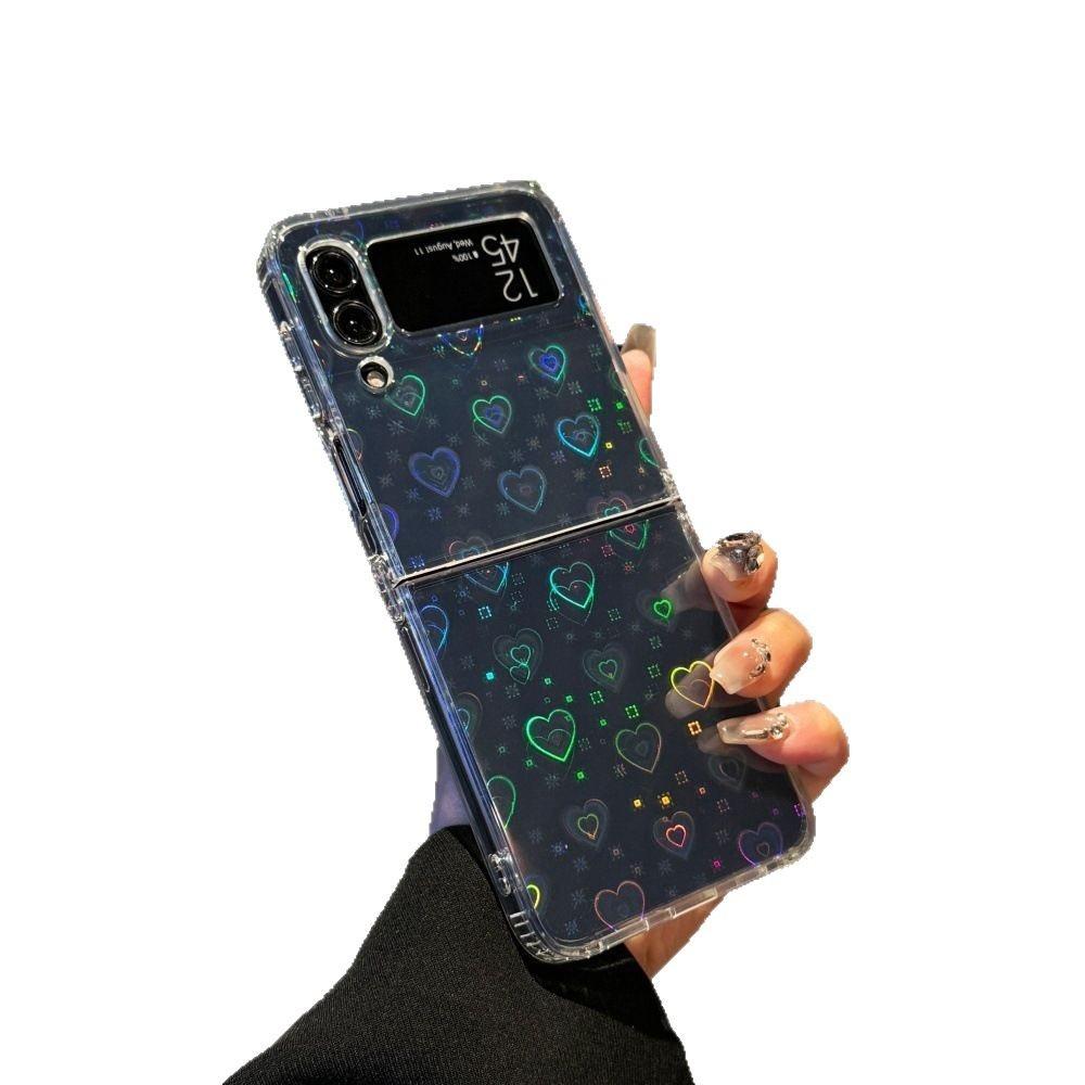 Suitable for Samsung Zflip5 Folding Mobile Phone Case Laser Love Zflip3 4 Transparent Shell Zflip6 Protective Case