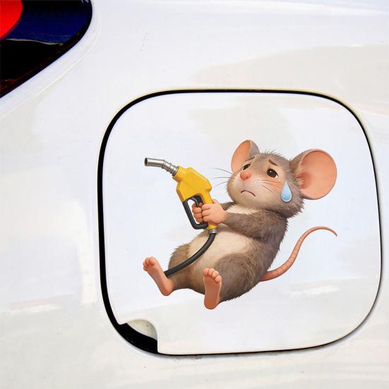 Fun Fuel Cap Sticker Cute Dog Cat Mouse Car Sticker Waterproof