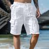 Men's Cotton Linen Casual Cargo Shorts Men's Fashion Work Shorts
