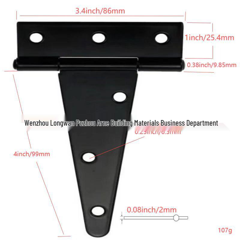 Black Spray-Painted T-Shaped Triangular Iron T-Hinge for Home Decor