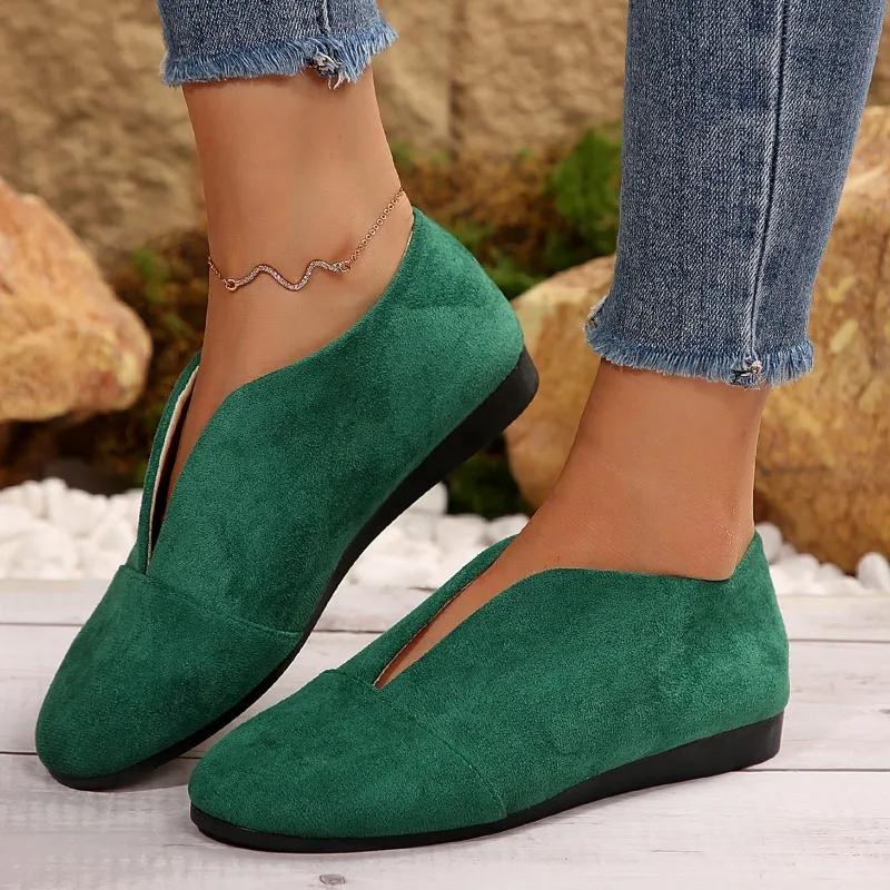 2025 Women's New Slip-on Flat Shoes Outdoor Casual Women's Sewn Round Toe Soft Sole Lightweight Solid Color Flat Low-top Shoes
