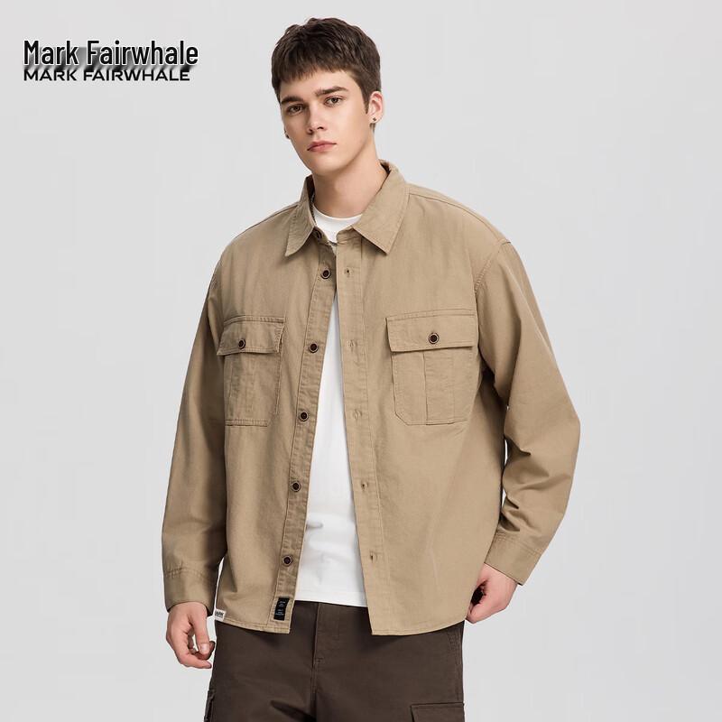 Mark Fairwhale Men's American Retro Apricot Lyocell Long-Sleeve Work Shirt