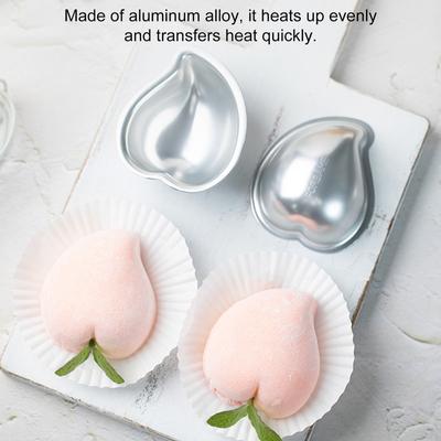 4 Stück Lebensmittelqualität Aluminiumlegierung Mochi Formen Pfirsich Mango Design Formen Leicht lösbare Backwerkzeuge für die Heimküche