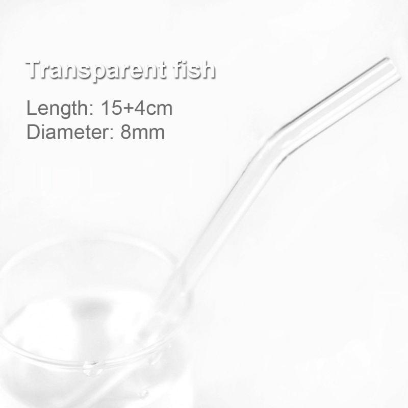 Reusable Drinking Glass Straws Heat and High Temperature Resistant Glass Straw Elbow for Smoothie Milkshakes Drinks 8mm*20cm