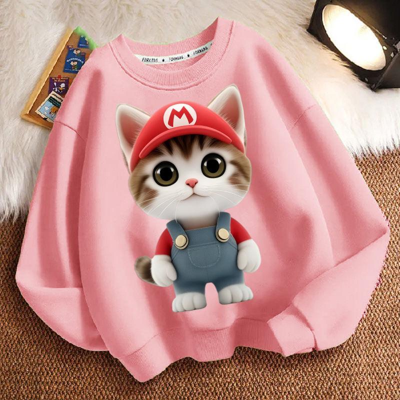 

Милый свитшот с круглым вырезом для детей, повседневный свитшот с длинными рукавами для мальчиков и девочек на весну и осень 130