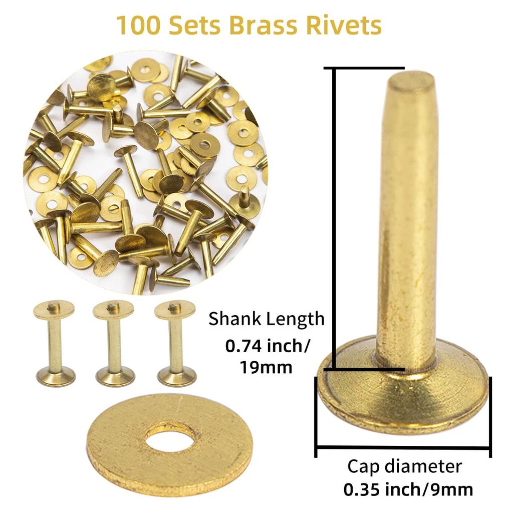 WUTA 100ks Měděné nýty Kůže Měděný nýt Masivní mosaz Trvalé cvočky Spojovací prvky pro kožené uzdečky a rozety, Spojovací prvky, Nýty, Cvočky, Řemesla,