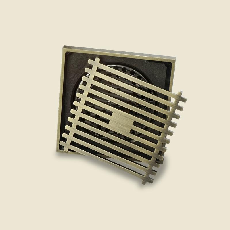 Rose Gold Floor Drain Square 100x100MM Brass Drain Toilet Balcony Bathroom Shower Anti-odor Drains Tile Insert Waste Grates