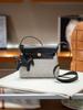 Herbag Mini Non-Buckle Hardware Canvas Stitched Cowhide Womens Bag Fashion High-Grade Texture Single Strap Shoulder Bag