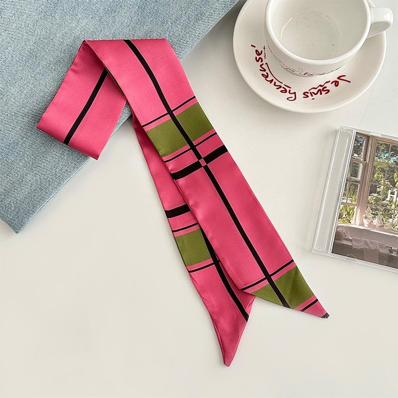 Silk Scarf Long Strip New Multi-functional Headscarf Decorative Small Scarf Niche Design Sense Bow Tied Hair Braided Headband