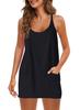 2023 Summer Solid Color Sleeveless Tank Dress with Thin Straps and Pocket
