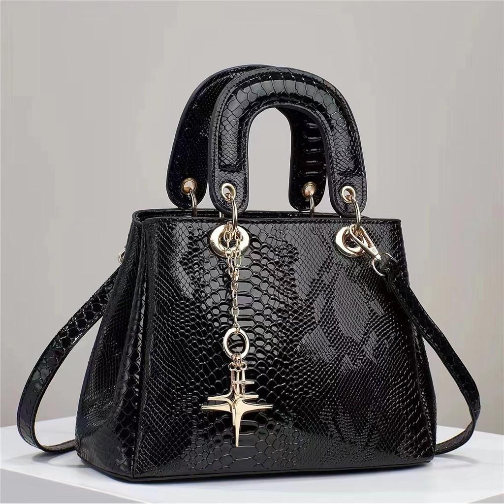 2023 New Fashion Snake Skin Leather Handbag Large Capacity Soft Pu Shoulder Bag