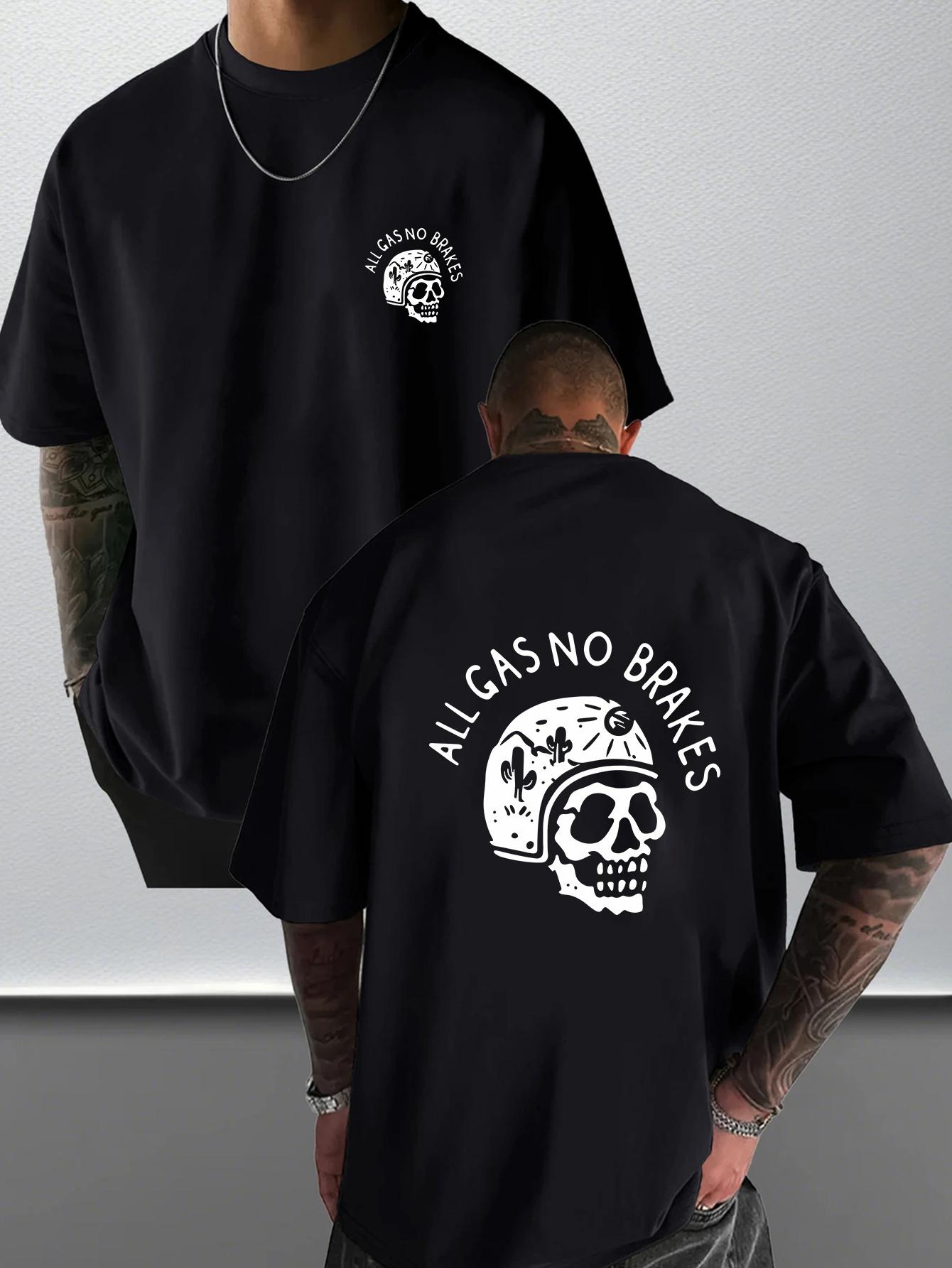 Skull All Gas No Limits Graphic TShirt 100 Cotton ONeck Short Sleeve Summer Casual Mens Tshirt Streetwear S