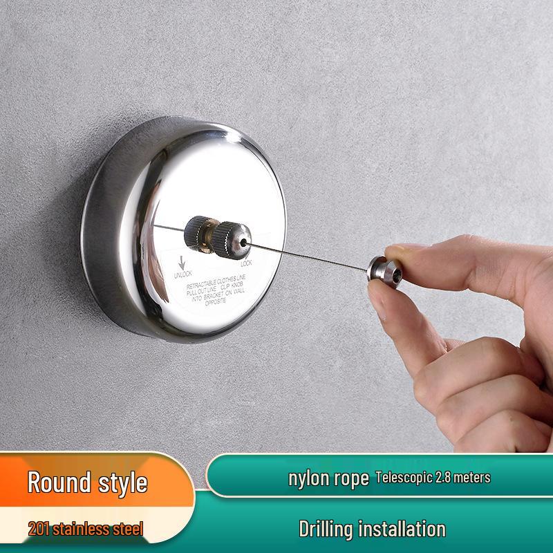 

Invisible No-Drill Indoor Retractable Clothesline - Stainless Steel Wire for Bathroom & Balcony
