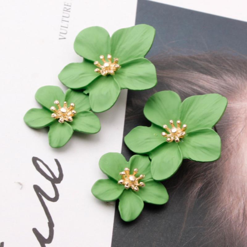 

Korean Big Double Flower Drop Earrings Summer Beach Party Metal Statement Earring For Woman Boho Fashion Jewelry Girl Gift A8