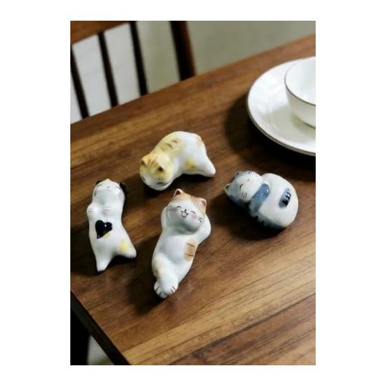 Cute Ceramic Cat Chopstick Rests - Japanese Style Lucky Cat Design, Versatile Desk Ornament, Perfect Gift for Home Decor