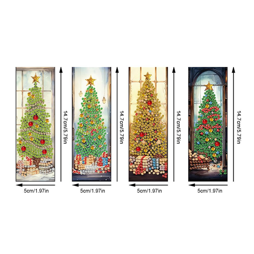 4Pcs Special Shaped Christmas Butterfly Flowers 5D DIY Diamond Art Book Mark Diamond Painting Bookmark Making Kit for Beginners