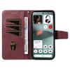 For Nothing Phone (3) 5G Leather Case Wallet Stand Grids Imprinted Phone Cover with Strap -  Wine Red