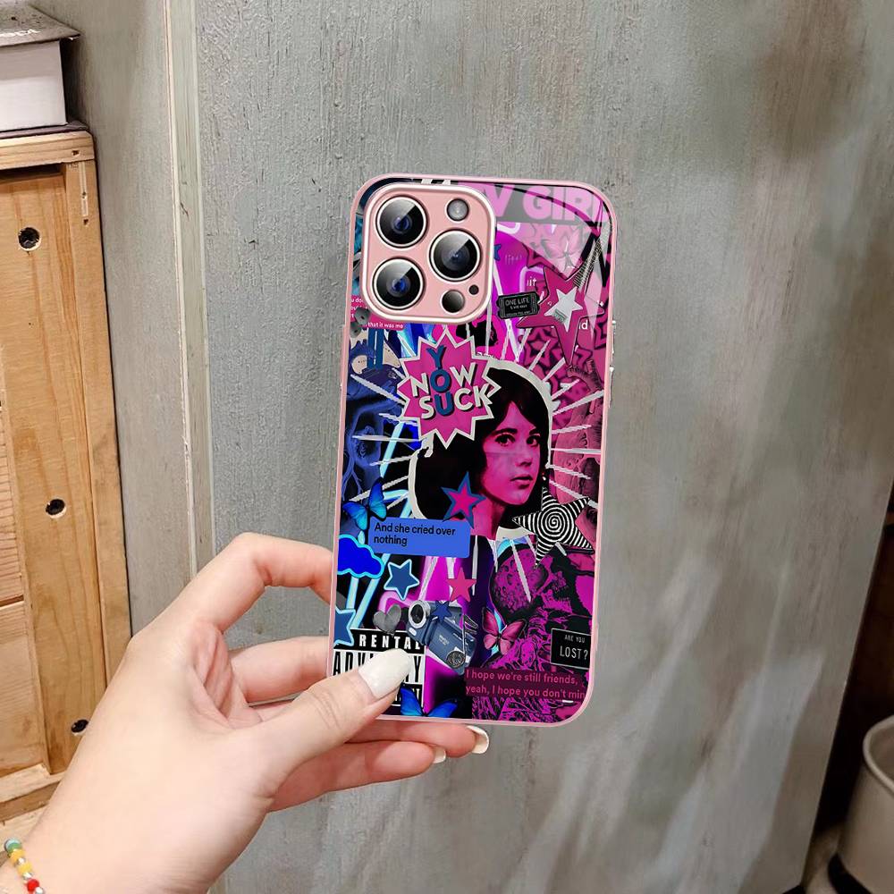 Pink Blue TV Girl For IPhone 14 13 12 Mini 11 Pro XS Max X XR 14 Plus Tempered Glass Cover