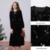 Women's Elegant Embroidered Velvet Midi Dress