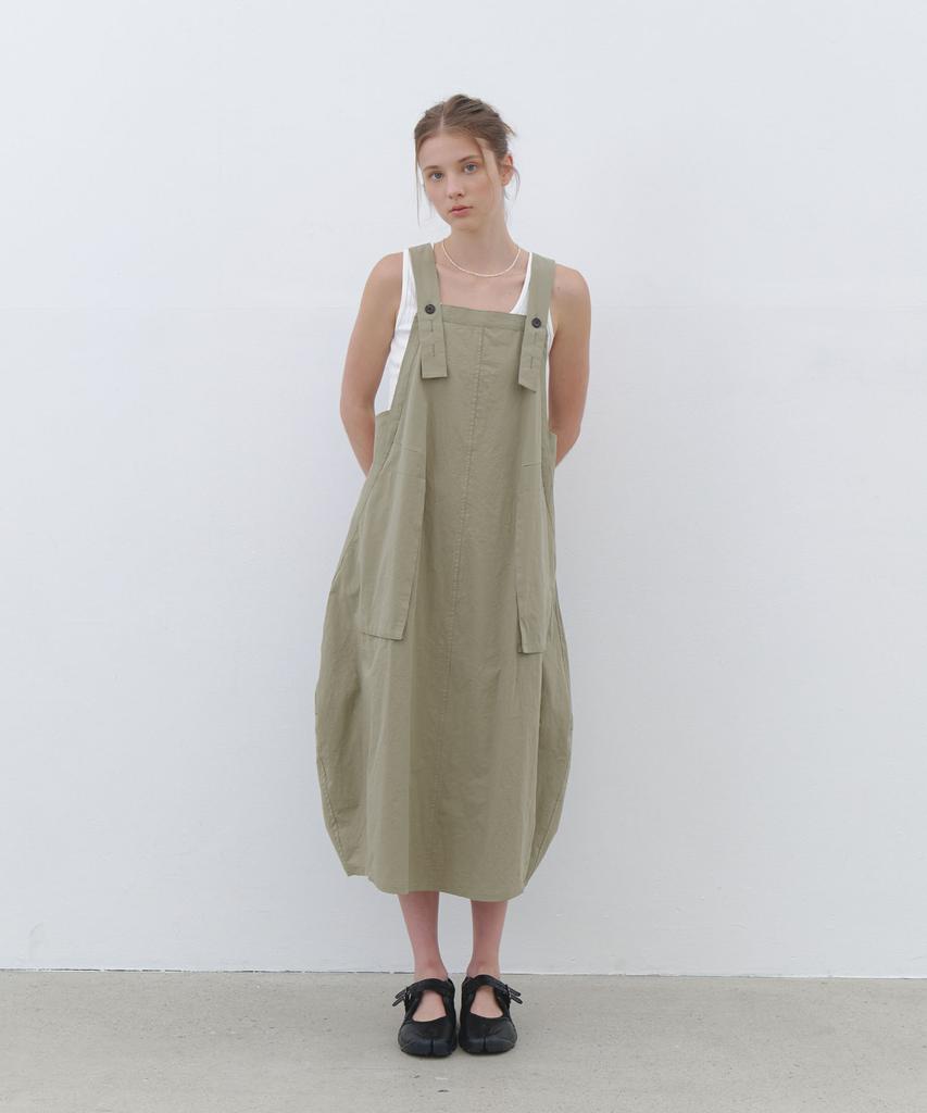 Cluny Cotton Utility Overall Dress - Khaki