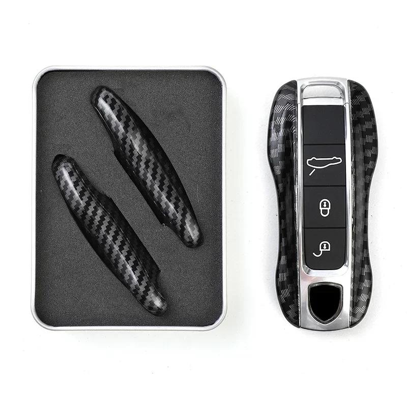 

For Porsche Boxster Cayman Panamera Cayenne 911 Car Key Cover 918 997 991 Carbon Fiber Key Case Car Accessories Protection Cover