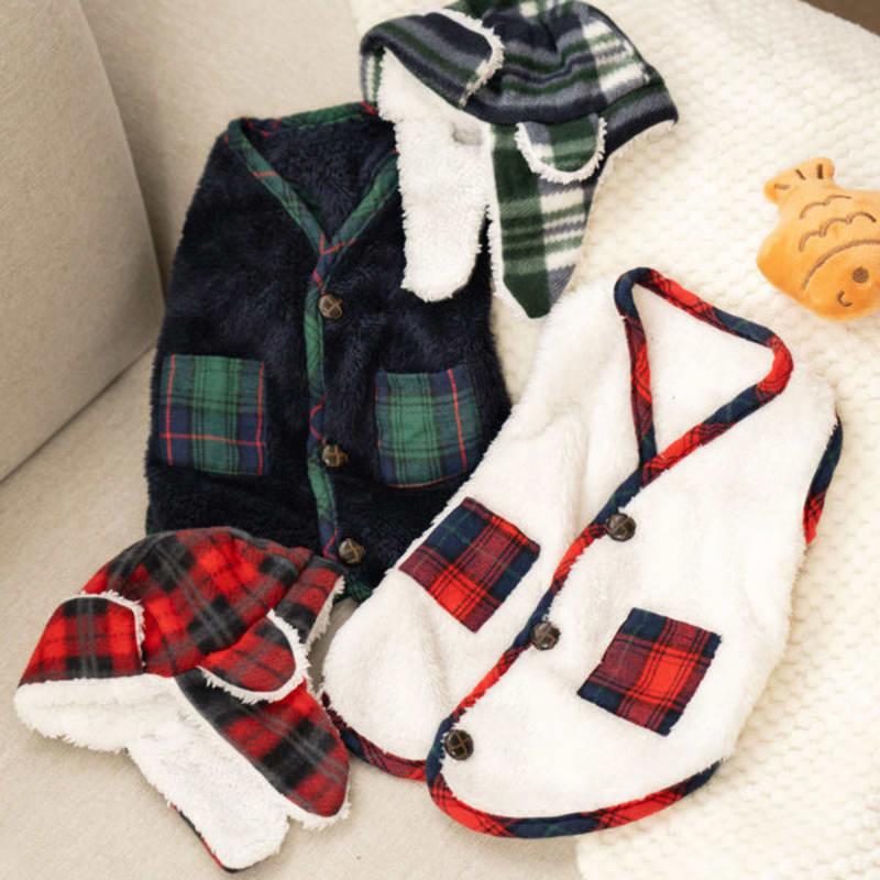 [Pet] Checkered Roasted Chestnut Hat Green