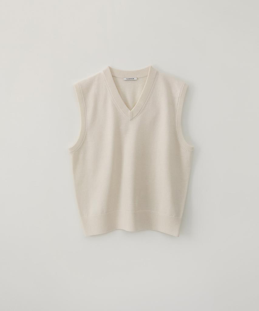 Blankroom V-Neck Knit Vest_Ivory