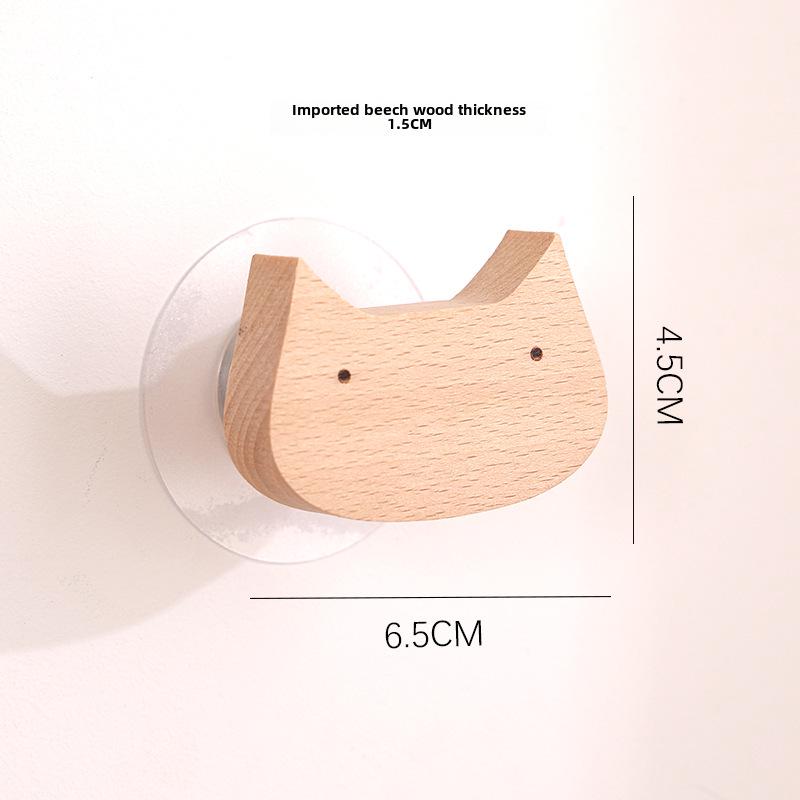 Japanese Cute Animal Wooden Wall Hook - Moon Cartoon Design Nordic Decor