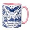 Yousheng USA 250th Anniversary Blue Mug, Patriotic Ceramic Coffee Cup with Eagle Flag Design, Independence Day Gift for Veterans Men Women