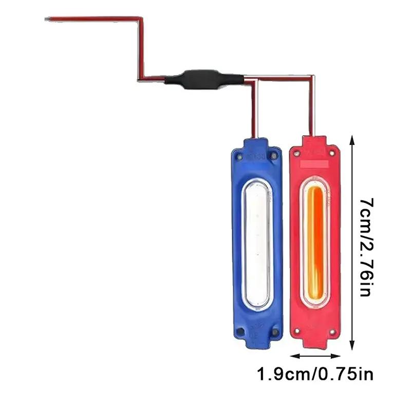 1 Piece 1 To 2 Vehicle Warning Flash Lamp 12V Cob Red Blue Strobe Lights For Car Moto Bike Grille Decor Atmosphere Lighting
